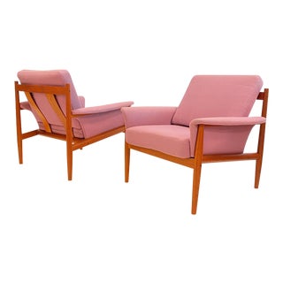 Early Grete Jalk Pink Chairs - a Pair For Sale