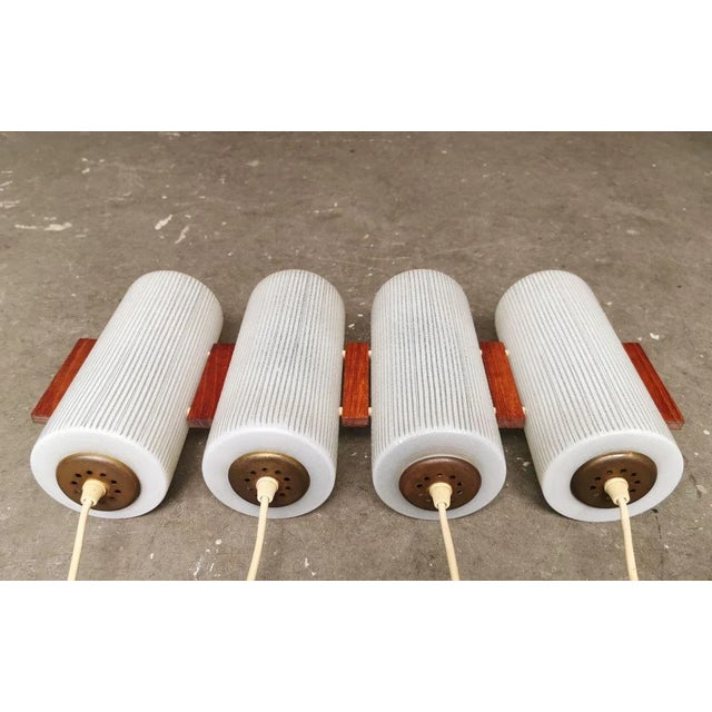 1960s Rosewood & Glass Ceiling Lamp, 1960s For Sale - Image 5 of 7