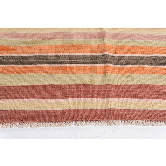 1940s Vintage Circa 1940 Orange Turkish Kilim Flatweave Rug 5ft 7in X 8ft 6in For Sale - Image 5 of 13