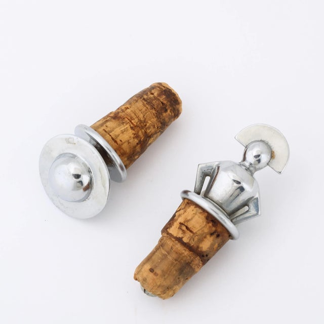 Pair of 1930s Art Deco Stylized Figure Form Wine Stoppers in Polished ...