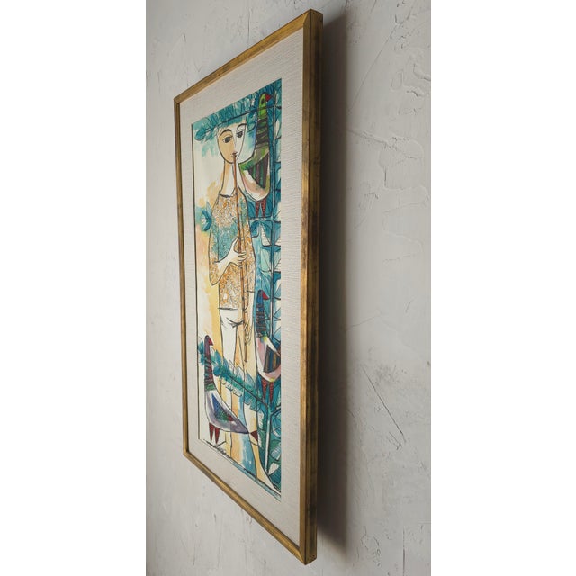 Pair of Whimsical European Mid Century Watercolor Paintings For Sale - Image 11 of 14
