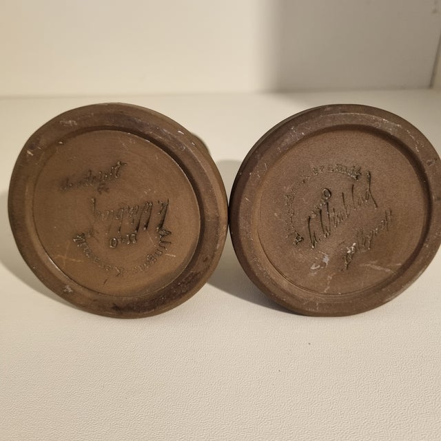 1960s Pair of Mid-Century Ceramic Candle Holders by Ulla Winblad for Alingsås, 1960s For Sale - Image 5 of 7