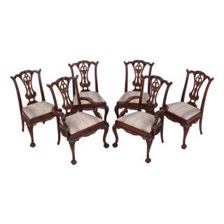Set of 6 Maitland Smith Chippendale Mahogany Dining Room Chairs For Sale