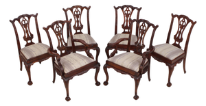 Set of 6 Maitland Smith Chippendale Mahogany Dining Room Chairs