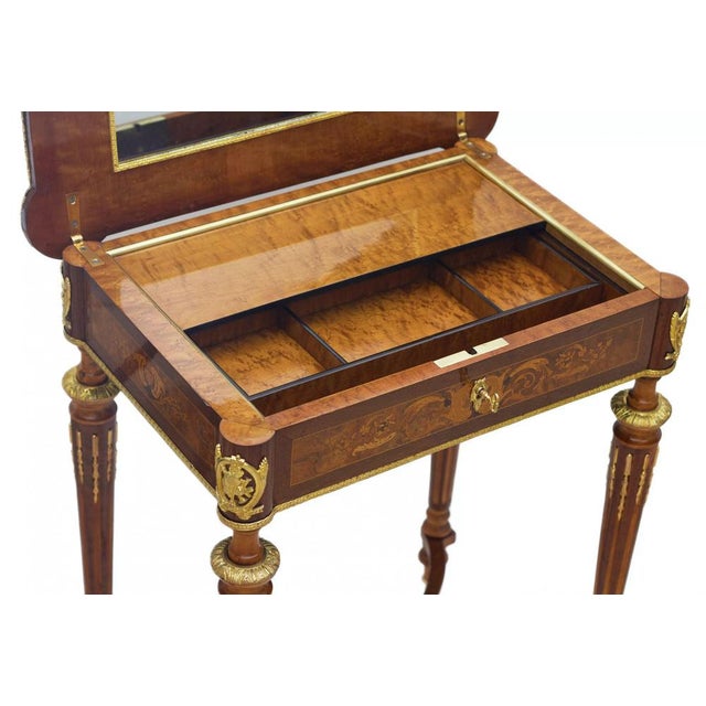 French Writing Desk with Marquetry and Gilt Bronze Mounts For Sale - Image 4 of 9