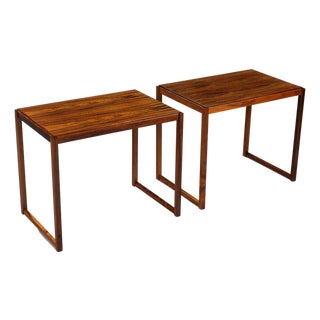 Rosewood Sled-Legged Side Tables, Denmark, 1960s, Set of 2 For Sale