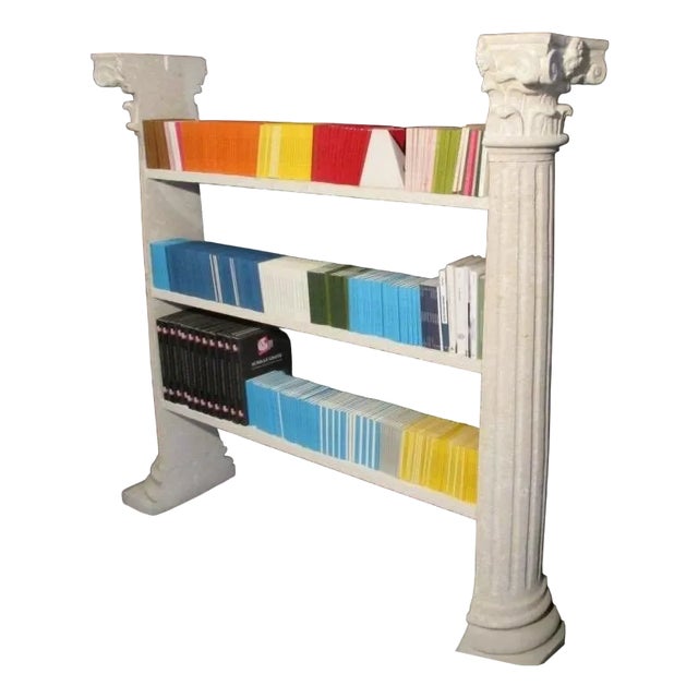 Vicenza Limestone Stone Bookcase by Achille Grassi For Sale