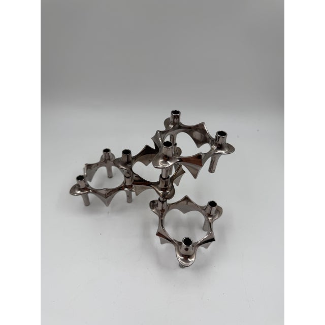 Mid-Century Modern Brutalist Chrome Taper Candleholders by Nagel Stoff for BMF, 1950s, Set of 4 For Sale - Image 4 of 18
