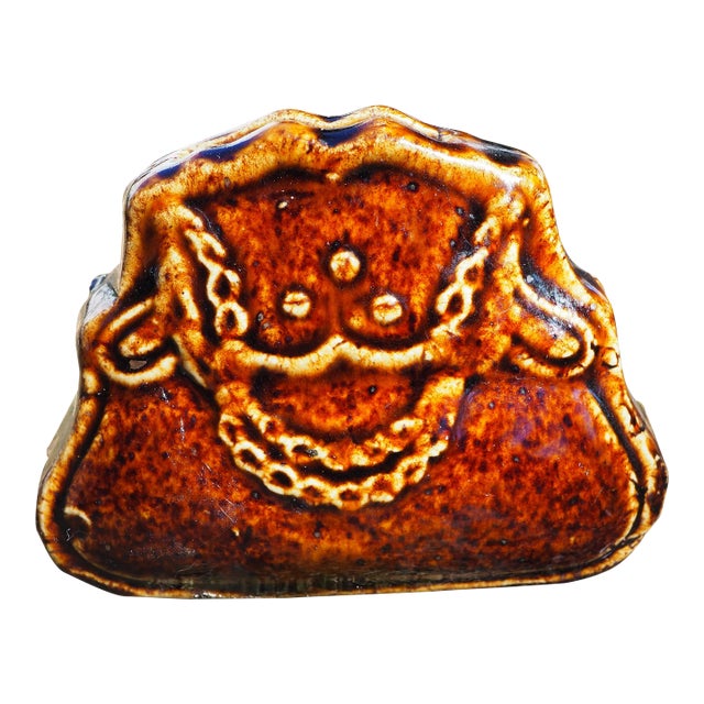 1900 French Ceramic Handbag Shaped Moneybox "Piggy" Bank For Sale