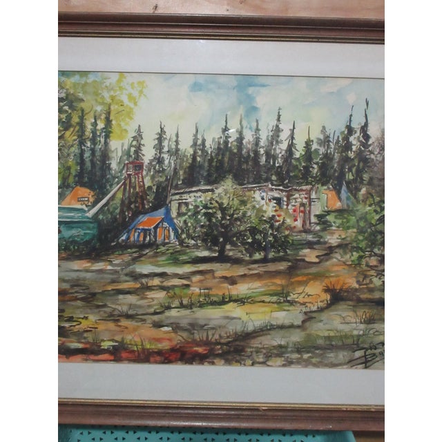 Mid 20th Century MCM Paul Baruch Original Watercolor Catskill Camping Scene - Signed/Framed 19x13" For Sale - Image 4 of 8