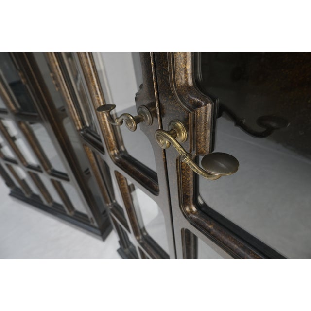 Drexel Pair of Large Tortoise Finish Vitrines Etageres Cupboards Showcases For Sale - Image 11 of 12