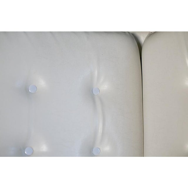 "Space Age" "armchair. Steel and imitation leather. Pivotant. France, 70s. Note 1 discreet scratch on the top. White in...