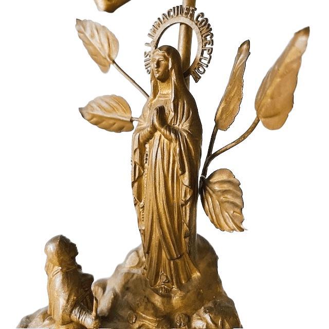 Antique Brass Lourdes Souvenir Lamp, 1910s For Sale - Image 3 of 12