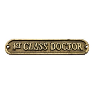 1970s Vintage Brass 1st Class Doctor Plaque/Sign For Sale