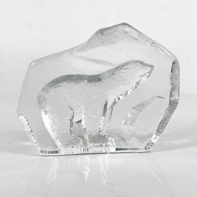 Transparent Handmade Polar Bear Crystal Art Glass Paperweight Magnor of Norway For Sale - Image 8 of 12