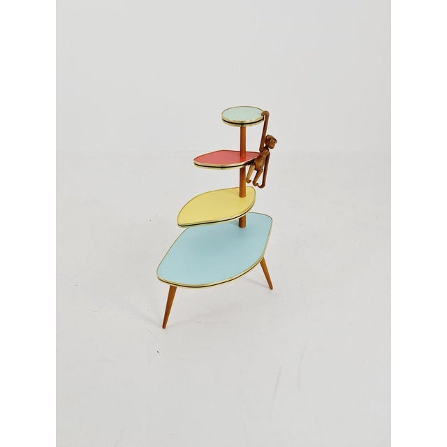 Big 1950s german plant stand, colorful vintage mid-century minimalist indoor plant stand side table retro flower table it...