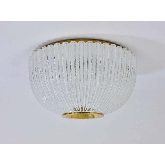 Large German Flushmount in Striped Bubble Glass and Brass from Limburg, 1970s For Sale - Image 8 of 18