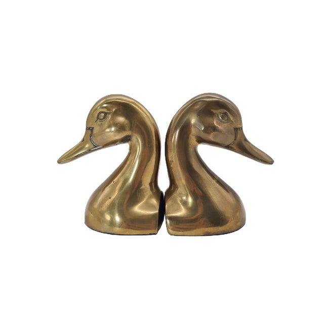 Gold Vintage Duck-Shaped Bookends in Brass, 1970s, Set of 2 For Sale - Image 8 of 8