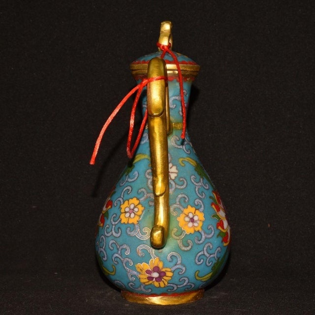 Late 19th Century Late 19th Century Cloisonné Enamel Ewer With Dragon Spout, 1.2kg For Sale - Image 5 of 9