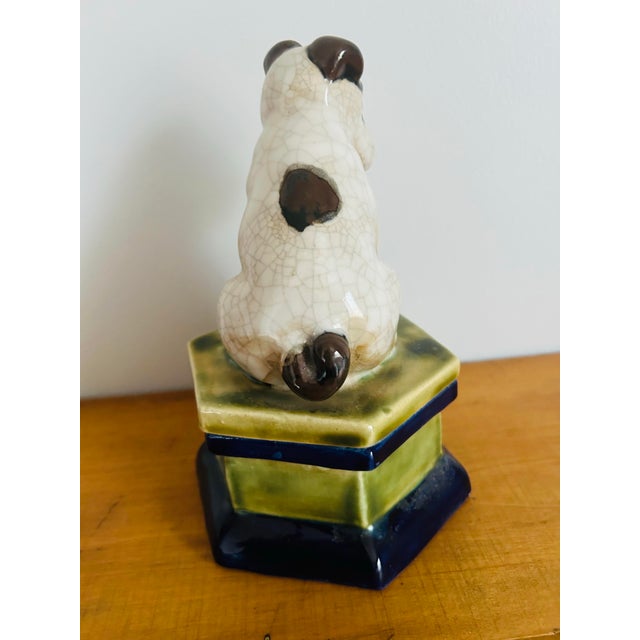 Arts & Crafts Vintage Pottery Figural Dog Trinket Box For Sale - Image 3 of 8