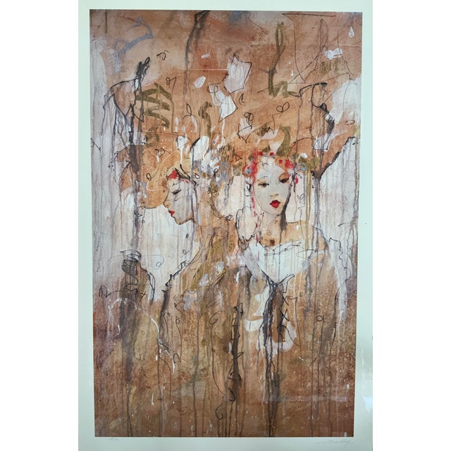Modern Vintage Marta Wiley Renaissance Sepia 1 Hand Embellished Lithograph / Signed #132/195 For Sale - Image 3 of 15