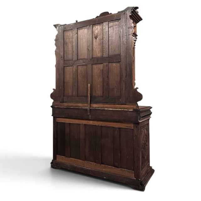19th Century French Renaissance Revival Oak Bookcase ~ Bibliothèque With Beveled Glass For Sale - Image 16 of 16