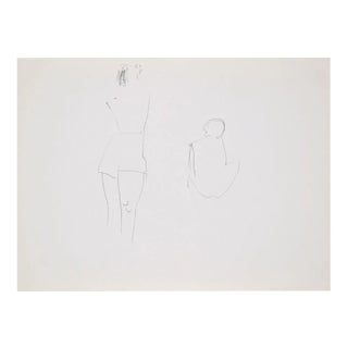 Figures - Original Pen Drawing by Flor David - 1950s 1950s For Sale