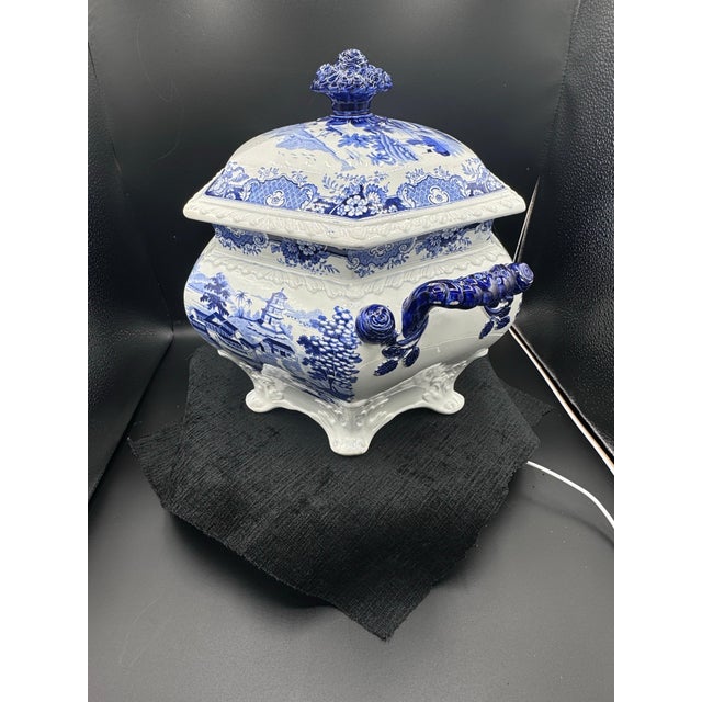 Blue & White Tureen & Platter “India Temple” Pattern For Sale In New York - Image 6 of 12