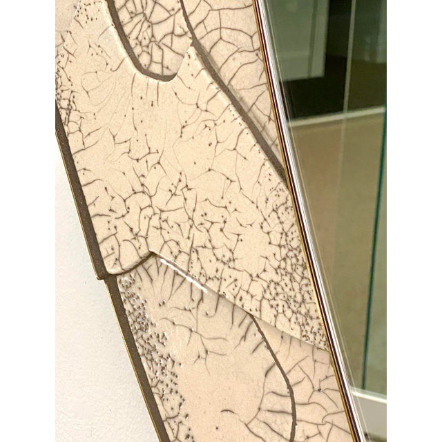 2020s Italian Deconstructed Japanese Style Rose Beige Ceramic Bronze Mirror Sculpture For Sale - Image 4 of 12