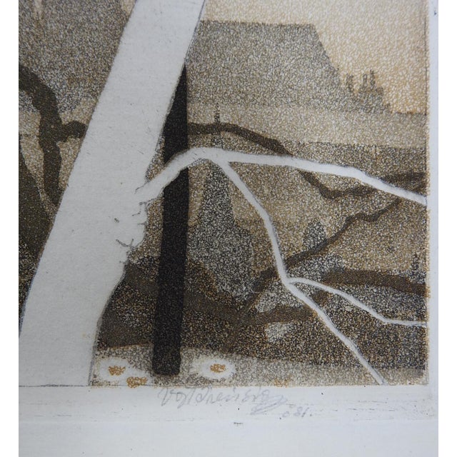 Early 20th century aquatint etching on paper View of St. Vitus Cathedral at Prague Castle by Vojtech Preissig (1873 -...