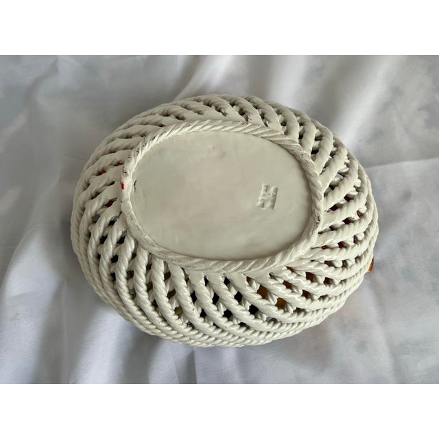 Vintage Mid 20th Century Italian Capodimonte Life Size Ceramic Fruit Basket For Sale - Image 11 of 12