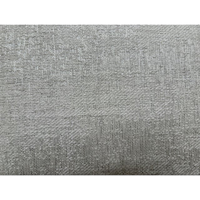 Attributed to Arhaus Tufted Wingback Upholstered Bed — King Custom Greige Upholstery | Deep Button Tufting | Fully Upholstered Frame For Sale - Image 16 of 17