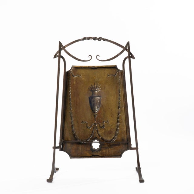 English Antique English Copper and Wrought Iron Fire Screen For Sale - Image 3 of 3