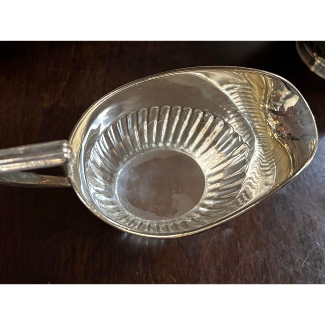 Platinum Tiffany Vintage Tilting Teapot Service Art Deco Fluted - Set of 5 For Sale - Image 8 of 12