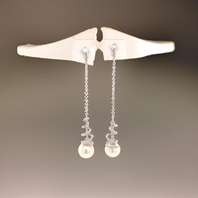 Akoya Pearl Earrings 14k White Gold Certified For Sale - Image 10 of 13