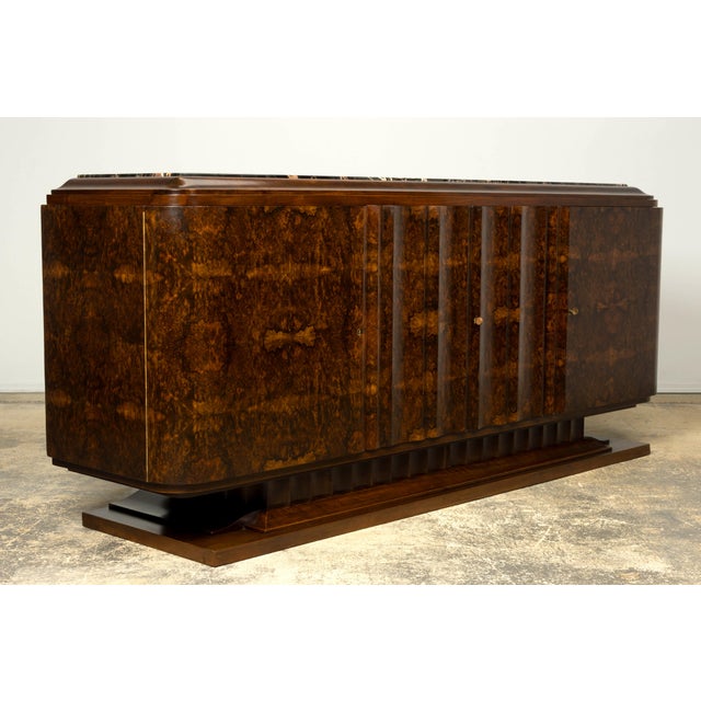 1940s Monumental Sideboard by A. Bicchierini, Burl Wood & Marble, Provence For Sale - Image 15 of 18