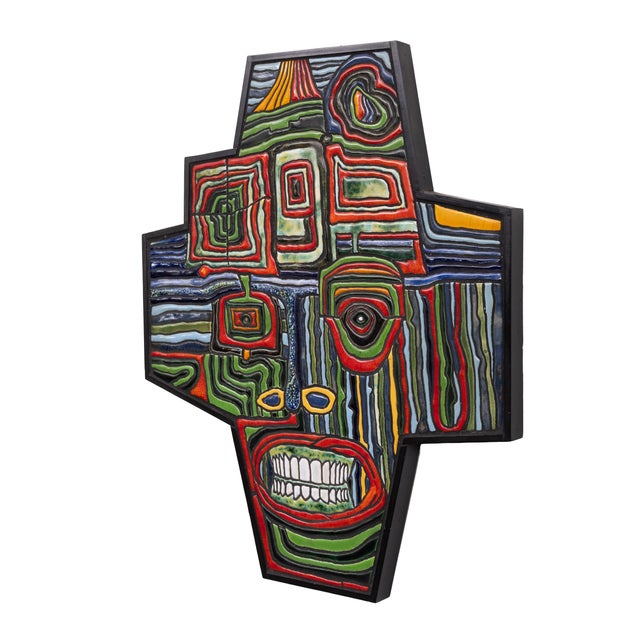 Modern Karel F. van der Wilk, Psychedelic Wall Artwork: The Smile, 1977, Ceramic For Sale - Image 3 of 7