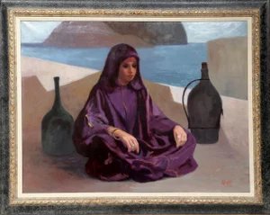 Philippe Alfieri, Bedouin Woman in Purple, Oil on Canvas, Signed l.r.