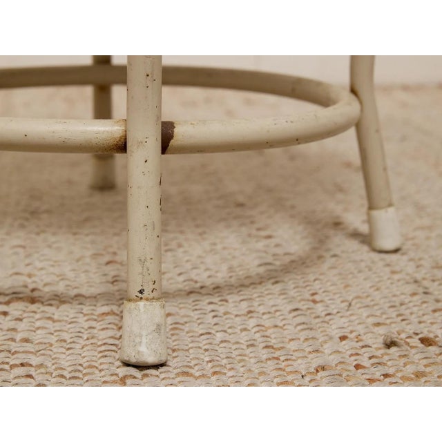 White Vintage Bamboo-Style Metal Stool For Sale - Image 8 of 9