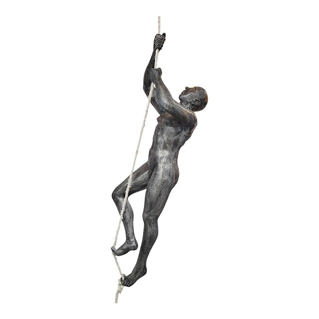 7 Feet Tall Contemporary Cast Aluminum "Climbing Man" Suspended Sculpture For Sale