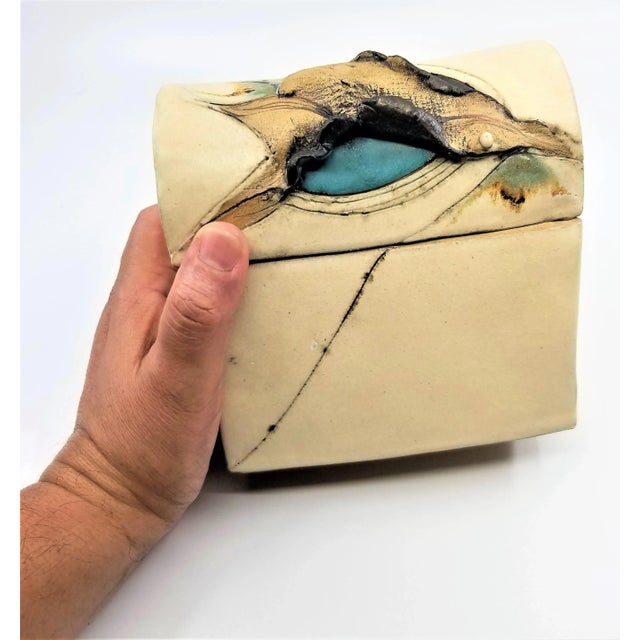 1992 Art Studio Handmade Pottery Ceramic Jewelry Keepsake Box, Signed by Artist Serial Numbered & Dated For Sale In Miami - Image 6 of 12
