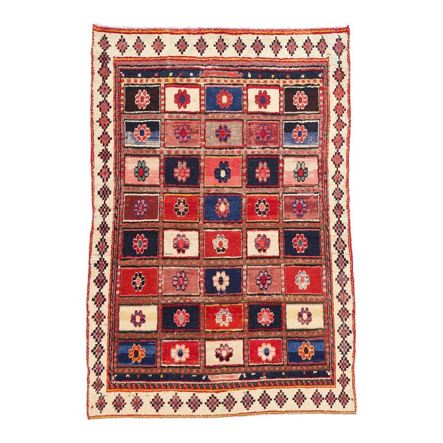 Vintage Persian Lori Checkerboard Rug - 05'03 X 07'06 For Sale