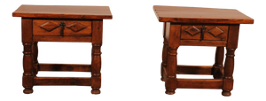 Spanish Walnut Bedside Tables, 1950s, Set of 2