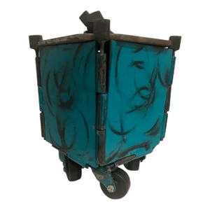 Jac R Ouellette (1961-), Vintage, Sculptural Steel Box on Wheels, Removable Lid, Signed, Dated