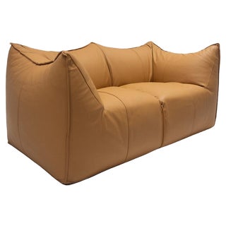 Mid-Century Modern Cognac Leather Bambole Sofa by Mario Bellini for B&B Italia, 1970s For Sale