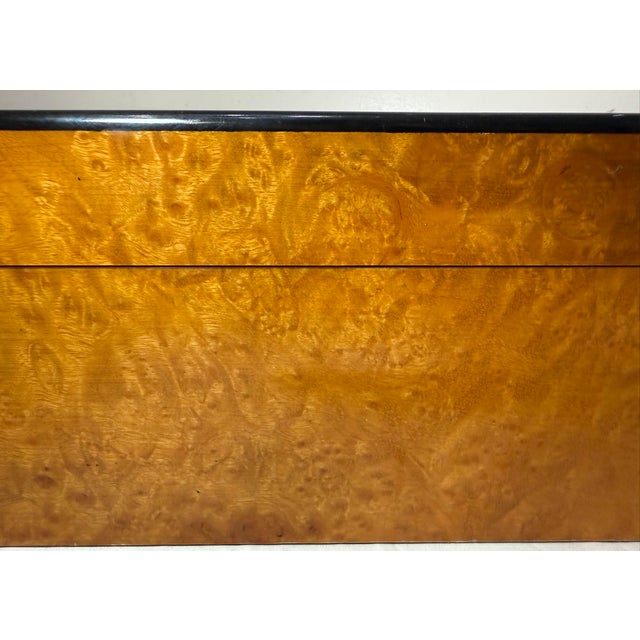 High Quality Handmade Italian Caminetto Burl Wood Veneer Brass Cigar Humidor Box For Sale - Image 10 of 17