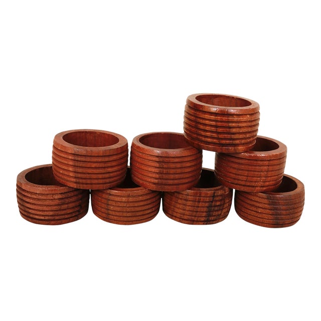 Teak Napkin Rings - Set of 8 For Sale