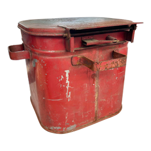 Vintage Red Industrial Waste Basket