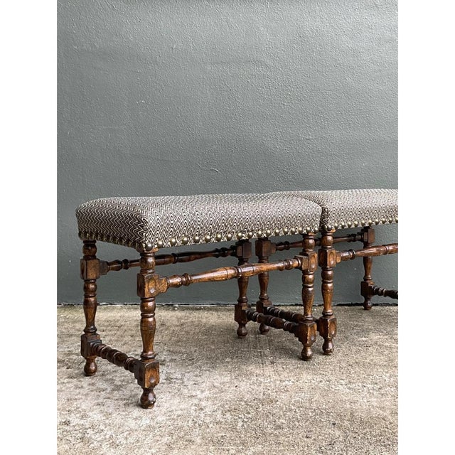 Lewis Mittman Vintage Lewis Mittman Nailhead Low Stools - A Pair For Sale - Image 4 of 12