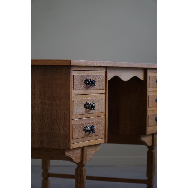 Brown Vintage Danish Freestanding Desk in Oak, 1950s For Sale - Image 8 of 18